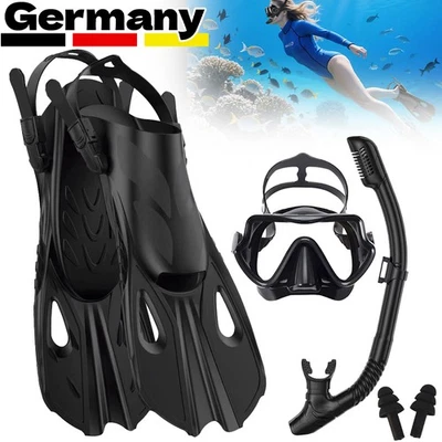 Schnorchelset Erwachsene , Flossen, Panorama Taucherbrille S/XL Set DE - Bild 1 von 4