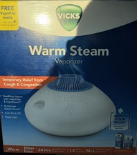 Vicks Warm Steam Warm Mist Vaporizer Tabletop Humidifier 1.5 Gal Auto Shut Off
