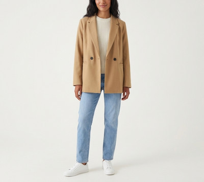 VILA Vipoku Button Short Coat coat Women's EU 42 Double-Breasted Notch Lapel