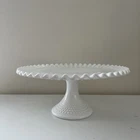 Vtg 12.5" Fenton Hobnail Ruffled Milk Glass PEDESTAL Cake Stand Gently Used