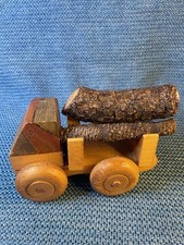 Vintage Wood-N-Joy Toys Wooden Log Truck Model No. 32 Handcrafted Made In USA