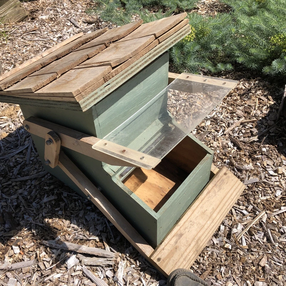 Automatic Chicken Coop Treadle Feeder Wood Shingles Custom Made English Country - Image 3 of 4