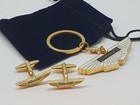 24ct Gold Plated Aston Martin Keyring & Cufflinks Set 24k Vantage Vanquish Db9
