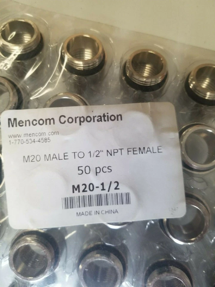 MENCOM M20-1/2 M20 MALE THREAD to 0.5-NPT FEMALE THREAD ADAPTER (Set of 50) - Image 3 of 4
