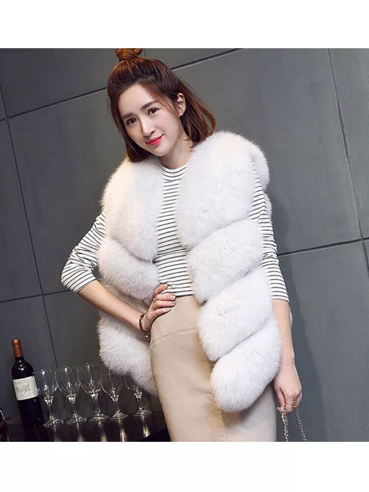 Cropped faux fur clearance gilet