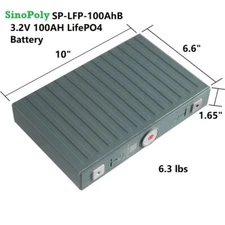 3.2V 100AH LiFePO4 Battery SinoPoly SP-LFP-100AhB Lithium Iron Phosphate