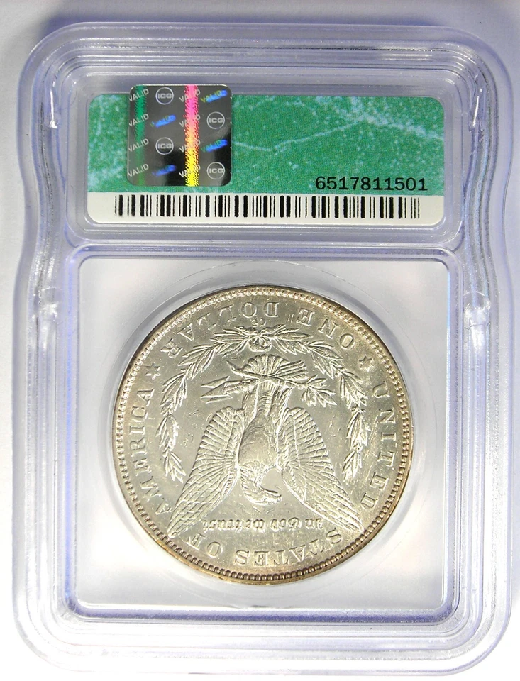1892-CC Morgan Silver Dollar $1 Carson City Coin - Certified ICG AU50 Details - Image 3 of 4