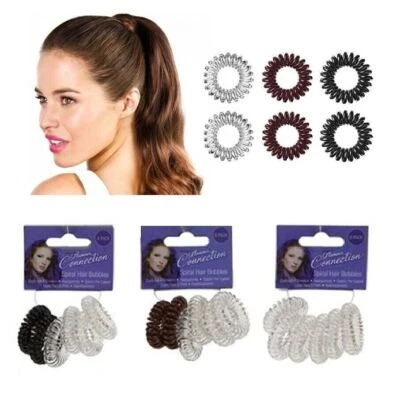 SPIRAL HAIR BOBBLES Girls Baby Stretchy Ponytail Plastic Bobble School Bands UK