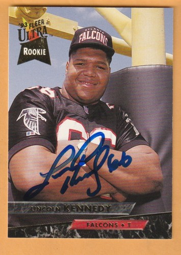 Lincoln Kennedy Atlanta Falcons AUTO Signed 1993 Ultra RC Washington Huskies