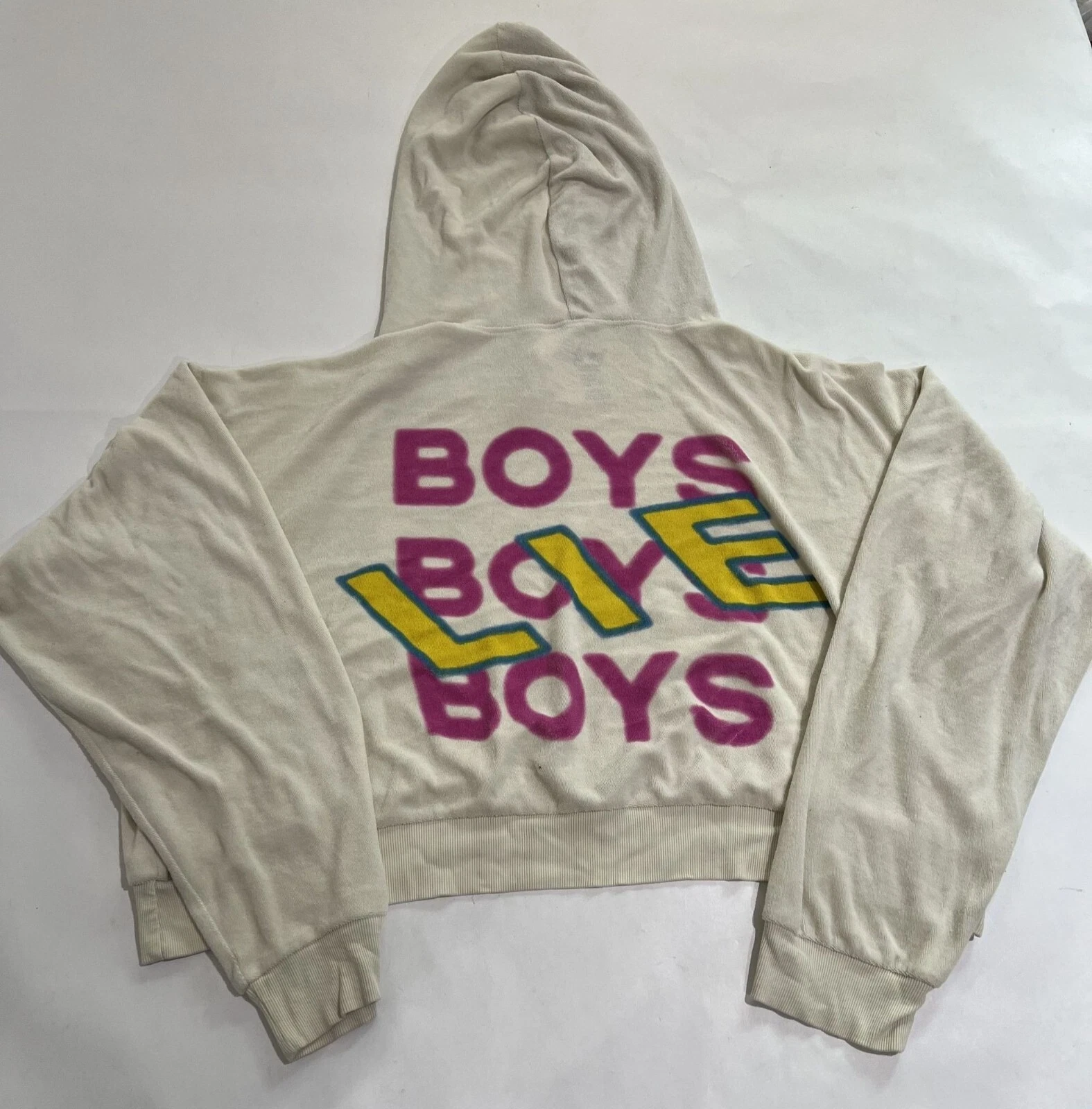 OFF WHITE Felpa con cappuccio ragazzo Lie Cream Puff colore avorio