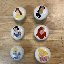 Set of 6 Disney Princess Ceramic Dresser Drawer Pulls