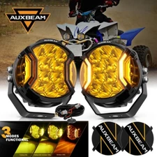 AUXBEAM 5" 172W LED Pods Driving Lights Double Side Amber DRL + Cover for ATV