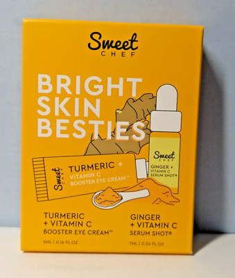 SWEET CHEF Bright Skin Besties Turmeric + Vitamin C Eye Cream & Serum Shot, NIB