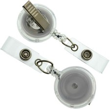 25 Pack - Clear Translucent Retractable ID Badge Reels with Alligator Swivel Cli