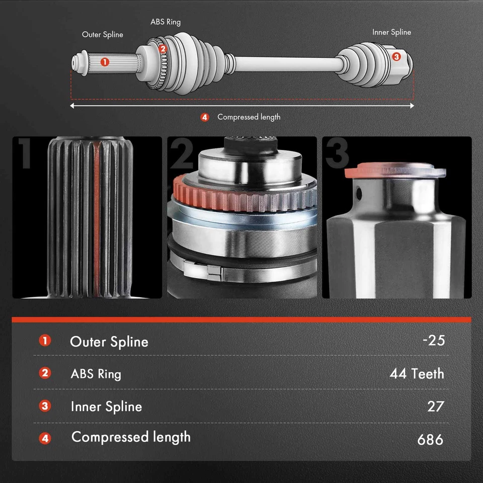 2x Conjunto de eje CV trasero izquierdo y derecho nuevo para Cadillac Catera 1997-2001 90512925 Foto 3 de 4