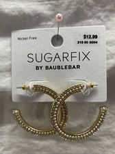 Sugarfix By Baublebar Earrings Gold Tone Crystal Bling Statement Hoop