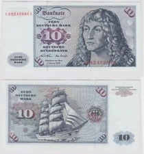 T147153 Banknote 10 DM Deutsche Mark Ro. 270a note 2. Jan. 1970 KN CD 8243980
