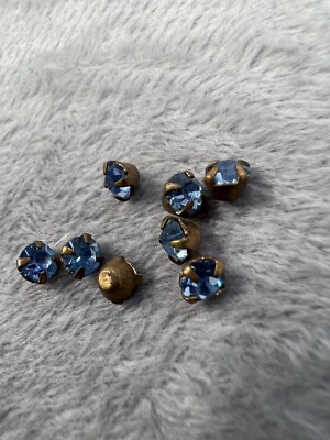 8x Light Blue Crystal Rivoli In Gold Metal Setting Glue On 4mm Round (z45-200)