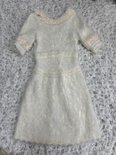 CHANEL Sparkly White Mohair Dress Size 36 Women's