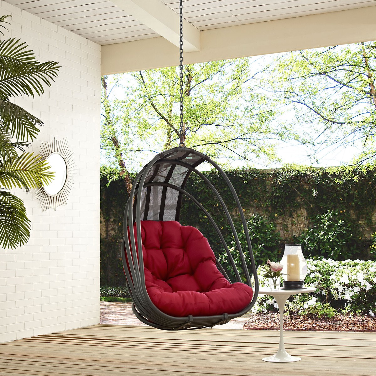 Modway Whisk Outdoor Patio Swing Chair Without Stand in Red