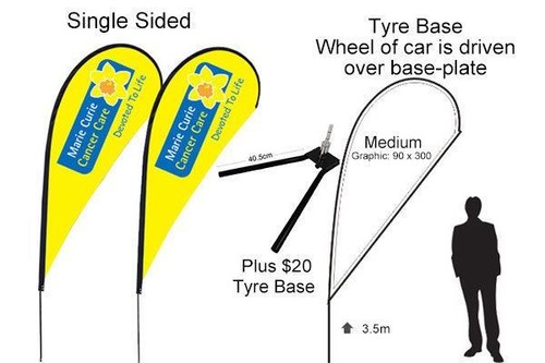 Custom 3.5M Teardrop Flags Flying Banner Spike base cross base tyre base - Picture 12 of 15