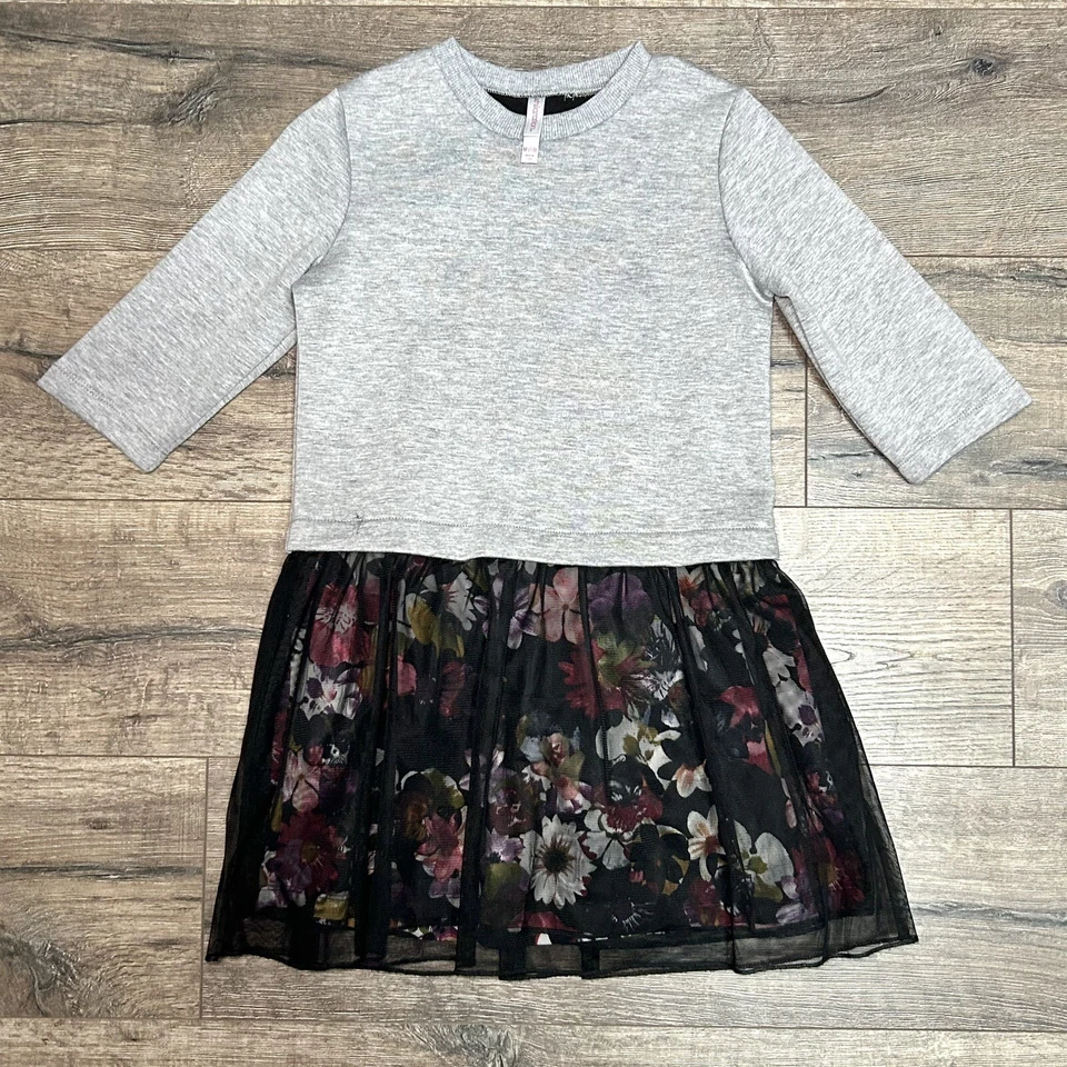 Xhilaration Girl’s Gray Black Lace Dress Size 7/8 - Image 2 of 4