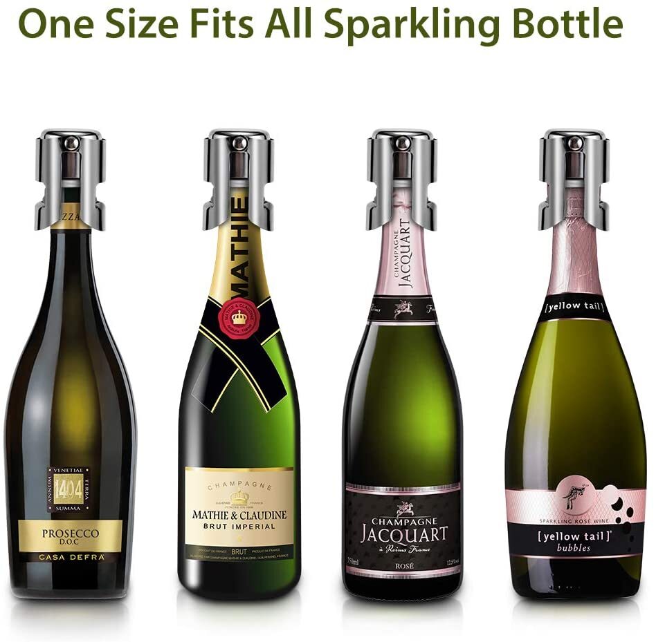 4×Reusable Vacuum Sealed Champagne Wine Bottle Sealer Stopper Stainless