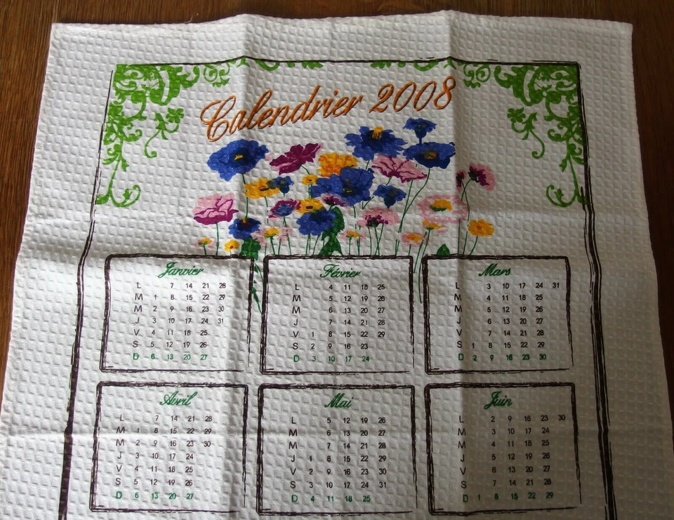 torchon calendrier année 2008 - Photo 3/4