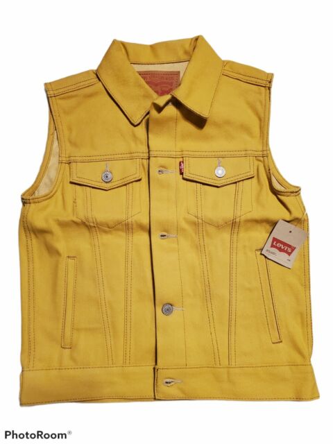 Levi's Yellow Denim Vest Sleeveless Jean Jacket Size Youth M Red Tab Biker  for sale online | eBay