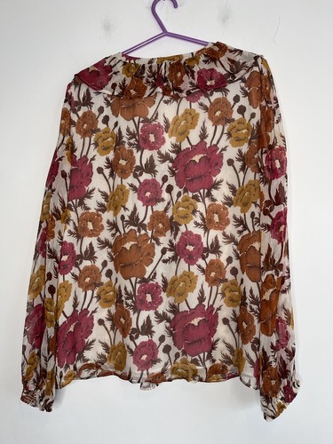 Camicia camicetta MASSIMO DUTTI Made in Portugal taglia 38 stampa floreale bianca seta - Foto 7 di 12