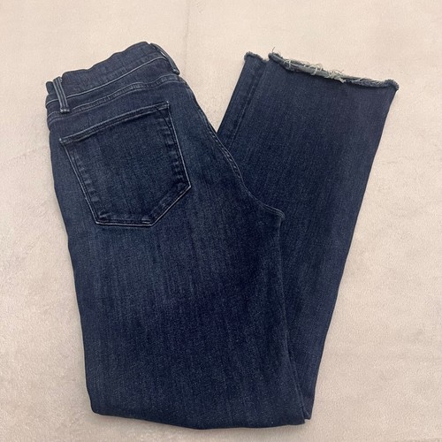Pantalones de mezclilla para mujer FRAME Le High rectos azul elástico dobladillo crudo talla 27 - Imagen 5 de 9