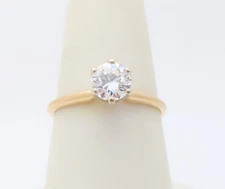Diamond Engagement Ring Natural Solitaire Womens Bridal 18k Gold Size 7.5 R1565