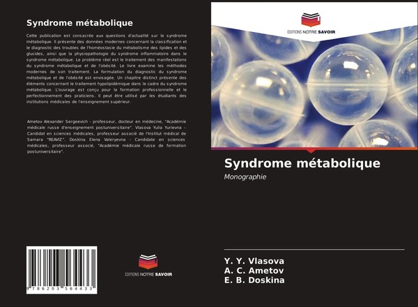 Syndrome MéTabolique Monographie Y. Y. Vlasova (U. A.) Taschenbuch FranzöSisch-image