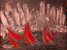 CITYSCAPE  BY  MARK KAZAV -   PAINTING ABSTRACT 11x14 d23f