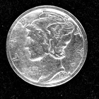 1934 Mercury Silver dime, circulated, ungraded