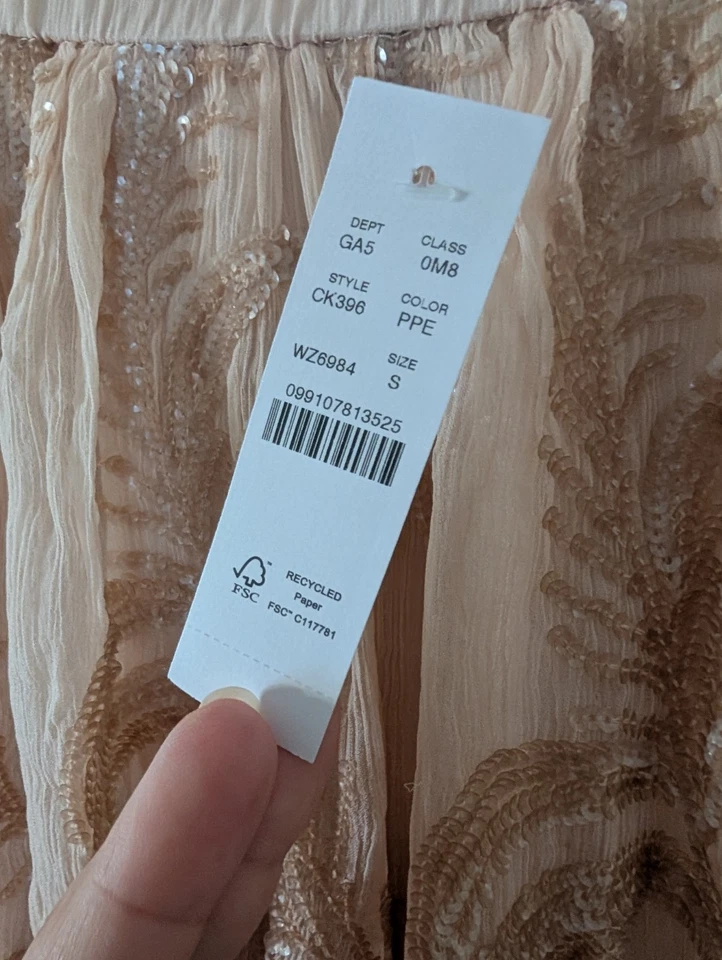 J. Crew Womens Collection beaded skirt in crinkle chiffon Small Champagne Beige - Image 4 of 4