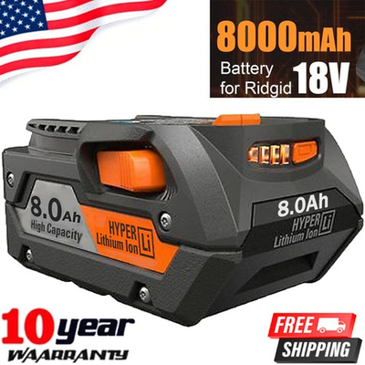 #ad For Ridgid R840087 8.0Ah 8Ah Lithium Battery Rigid 18 Volt R840085 Power Tools $24.98