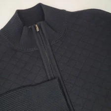St Croix Shop Full Zip Black Sweater Mens M USA Wool Blend Cardigan EUC