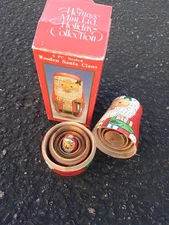 Vintage Wooden Nesting Doll Wooden Santa Holiday Decor Christmas