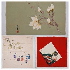 Vintage Japanese/Asian Motifs Scarf Motifs Lot of 3