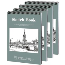 4 Pack Sketch Book 9 X 12 Inch Sketchbook 68lb/100gsm Top Spiral Bound Sketch Pa