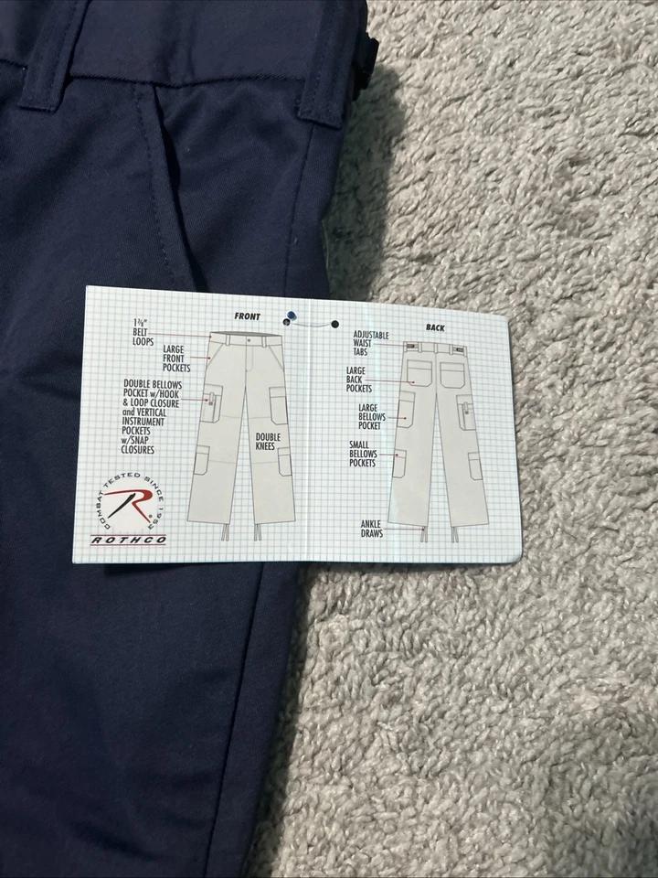 Rothco Combat Tested 7820 Medium Long EMS EMT Navy Blue Adjustable Work Pants - Image 3 of 4