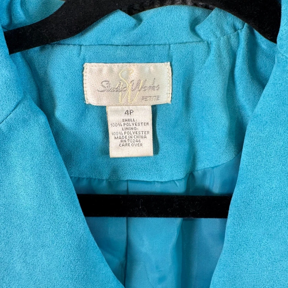 Chaqueta Blazer De Colección Studio Works 4P Azul Imitación Gamuza Y2K Retro Minimalista Carrera Foto 2 de 4