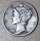 1944-P MERCURY DIME 90% US SILVER COIN CIRCULATED FREE SHIPPING #PB081