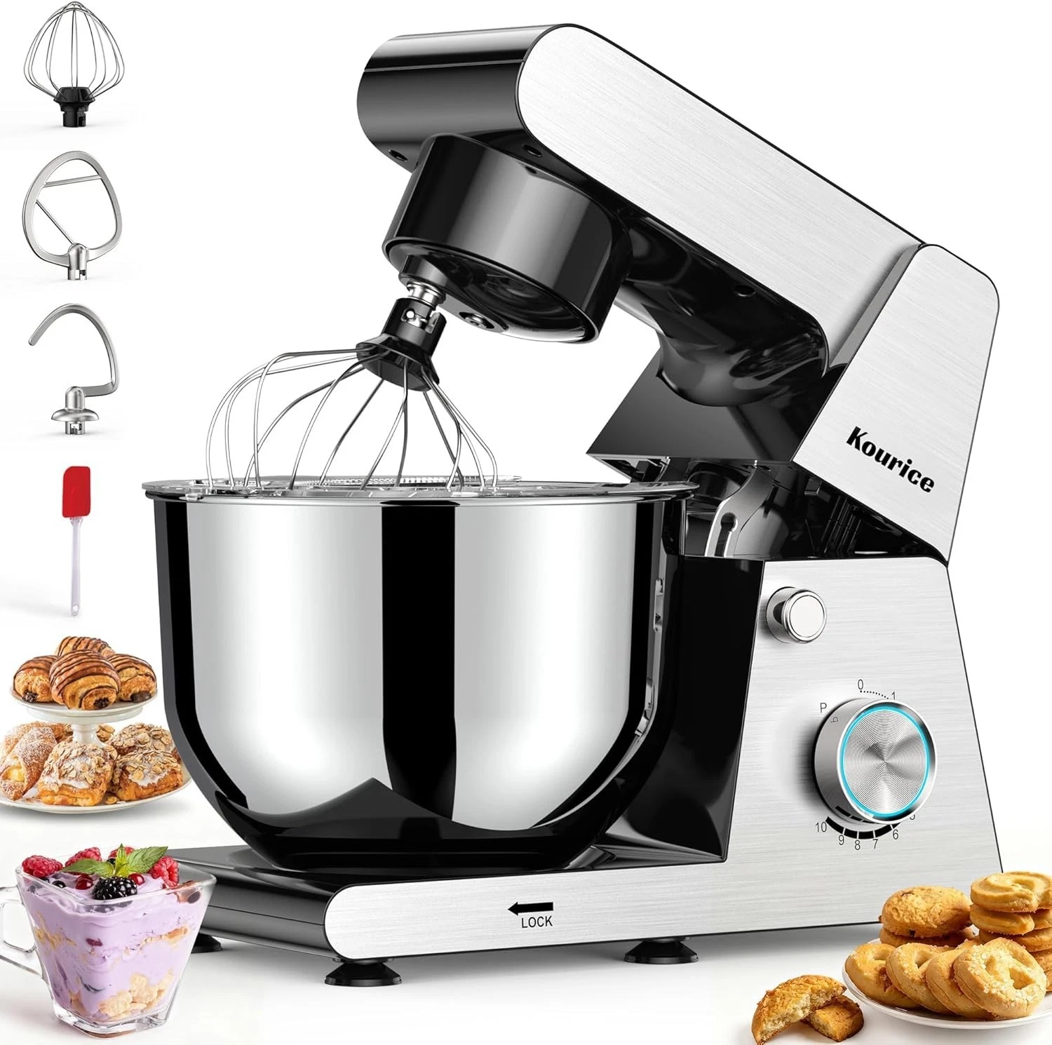 Stand Mixer, 6.5 Quart, 10+p Speed Powerful Tilt-Head Kitchen Stand Mixer AA114