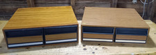 VTG VHS Tape Holder Faux Wood Grain Drawer Cabinet Storage Cases Holds 24 Each