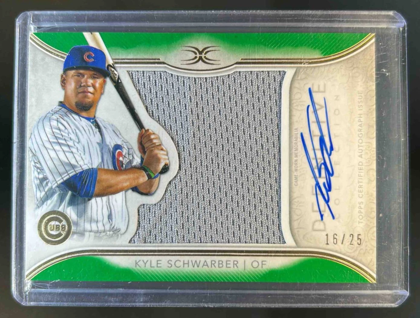 2018 Topps Definitive Kyle Schwarber Jersey Green Auto #16/25 Cubs
