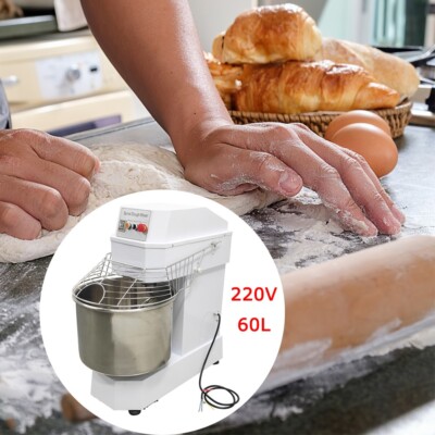 Commercial Electric Flour Mixer 60L Stainless Steel Spiral Dough Mixer 220V 3KW
