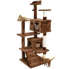  53" Cat Tree Tower Multi Level Activity Center Large Playing House Condo Rest 