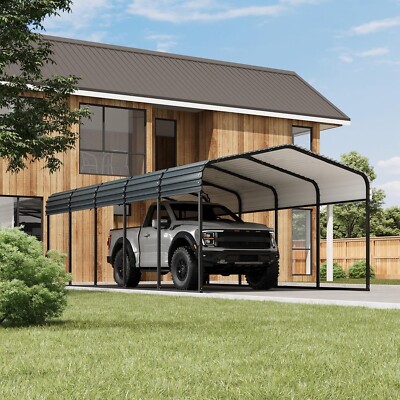 12'x25' Carport Heavy Duty Outdoor Metal Shed Shelter Garage for Boat Tractors